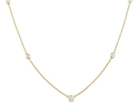 1 4 Ctw Bezel Set Round Cut Diamond Station Necklace in 14K Yellow Gold Supply