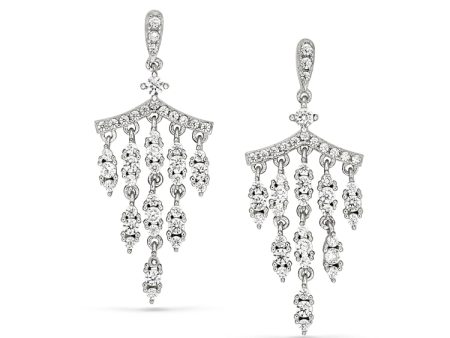 Platinum Finish Sterling Silver Micropave Chandelier Earrings with Simulated Diamonds Hot on Sale