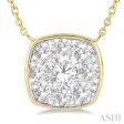 1 2 Ctw Cushion Shape Lovebright Diamond Necklace in 14K Yellow & White Gold Online Sale