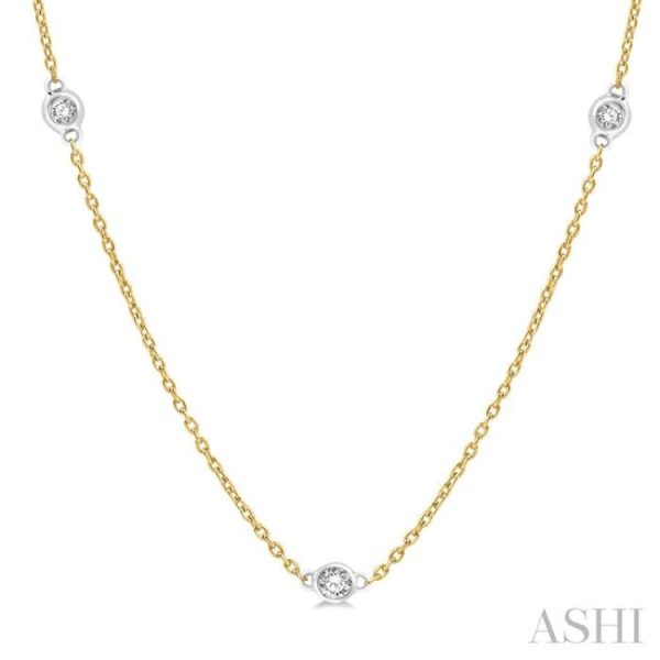 1 2 Ctw Round Cut Diamond Fashion Necklace in 14K Yellow and White Gold Online Hot Sale