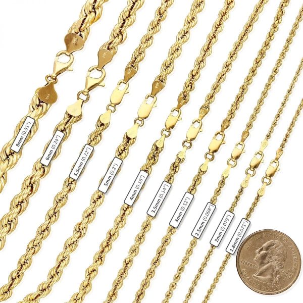 14K 6mm Solid Diamond Cut Rope Chain For Discount