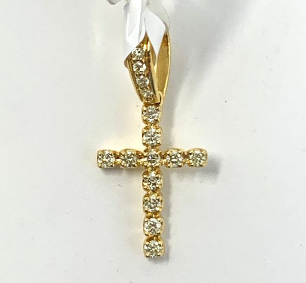 10K 0.25CT Yellow Gold Cross Pendant Charm Online now