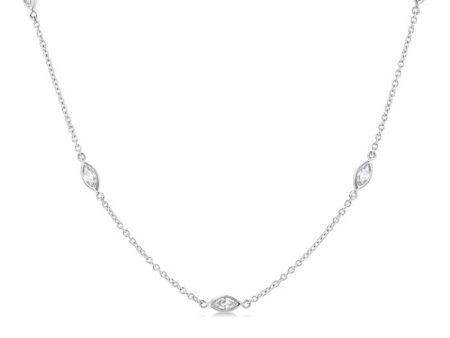 1 Ctw Marquise Cut Diamond Fashion Necklace in 14K White Gold on Sale