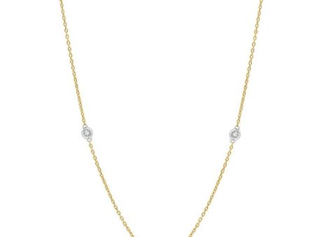 1 4 Ctw Round Cut Diamond Fashion Necklace in 14K Yellow and White Gold Hot on Sale