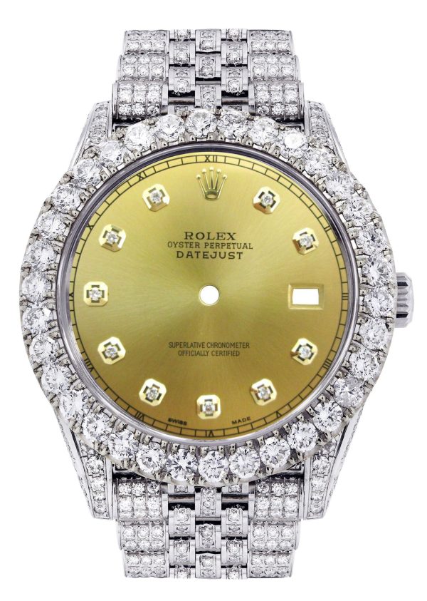 [Customizable] Pre-Owned Iced Out Rolex Datejust 36mm Stainless Steel 11 Carat For Cheap