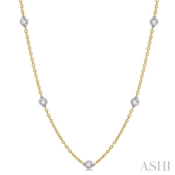 1 1 2 Ctw Round Cut Diamond Fashion Necklace in 14K Yellow and White Gold Sale