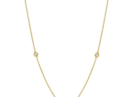 1 6 ctw Round Cut Diamond and 1.75MM Emerald Precious Station Necklace in 14K Yellow Gold For Cheap