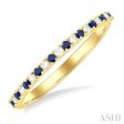 1 0 Ctw Petite 1.35 MM Sapphire and Round Cut Diamond Precious Stack Band in 10K Yellow Gold Online Sale