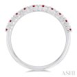 1 0 Ctw Petite 1.35 MM Ruby and Round Cut Diamond Precious Stack Band in 10K White Gold Supply