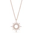 Rose Gold Finish Sterling Silver Micropave Open Starburst Pendant with Simulated Diamonds on 16 -18  Adjustable Chain Online Hot Sale