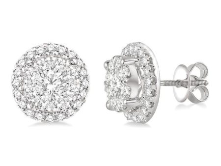 2 Ctw Lovebright Round Cut Diamond Earrings in 14K White Gold Online now