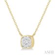 1 6 Ctw Cushion Shape Lovebright Diamond Necklace in 14K Yellow and White Gold Discount