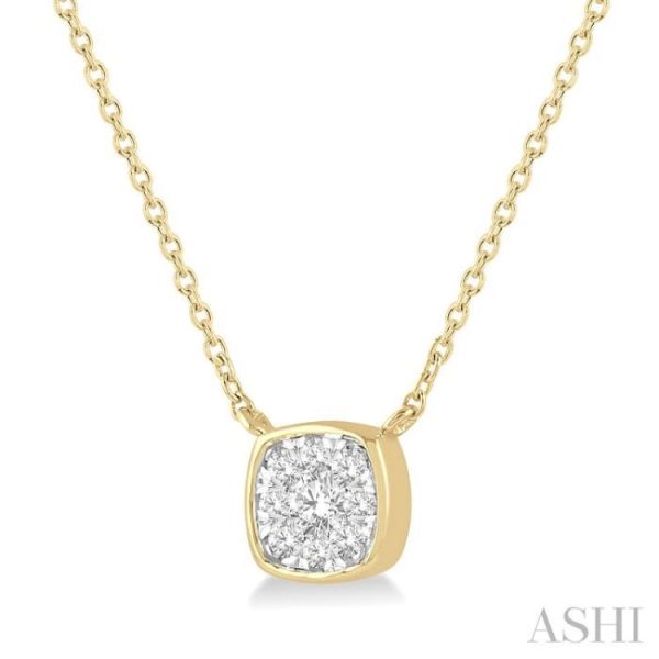 1 6 Ctw Cushion Shape Lovebright Diamond Necklace in 14K Yellow and White Gold Discount