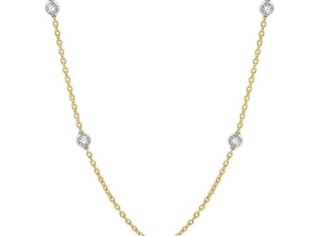 1 Ctw Round Cut Diamond Fashion Necklace in 14K Yellow and White Gold on Sale