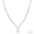 1 ctw Pear Drop Round Cut Diamond Necklace in 14K White Gold Sale