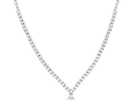 1 ctw Pear Drop Round Cut Diamond Necklace in 14K White Gold Sale