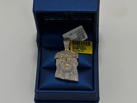 10K Gold with 1.31CT Diamond jesus face iced out For Discount