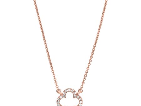 Rose Gold Finish Sterling Silver Micropave Open Clover Necklace with Simulated Diamonds on 16 -18  Adjustable Chain Hot on Sale