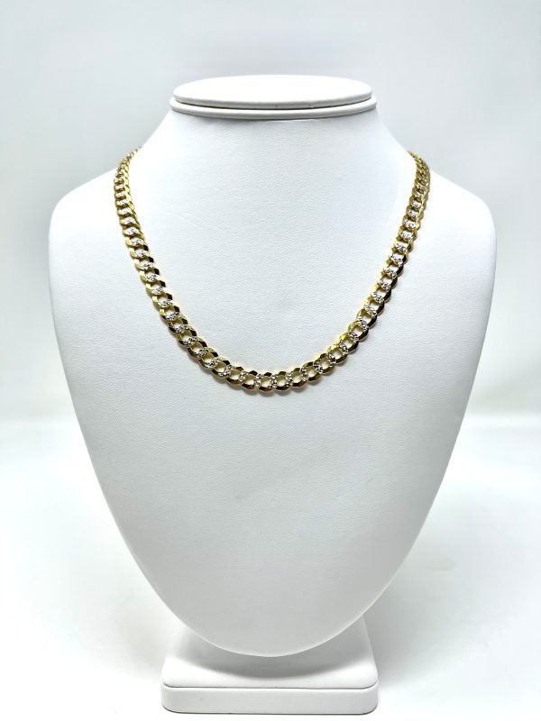 14K 9.5mm Diamond Cut Solid Curb Chain Sale