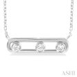 1 10 ctw Paper Clip Bezel Set Round Cut Diamond Fashion Necklace in 14K White Gold Sale