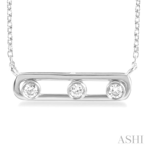 1 10 ctw Paper Clip Bezel Set Round Cut Diamond Fashion Necklace in 14K White Gold Sale