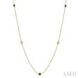 1 4 ctw Round Cut Diamond and 2.25MM Emerald Precious Station Necklace in 14K Yellow Gold Discount