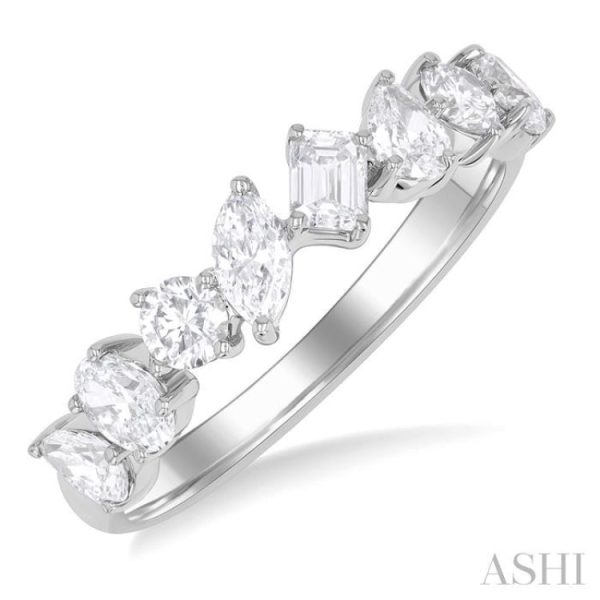 1 1 10 ctw Mixed Shape Diamond Fashion Ring in 14K White Gold Cheap