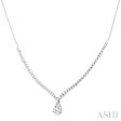 1 ctw Pear Drop Round Cut Diamond Necklace in 14K White Gold Sale