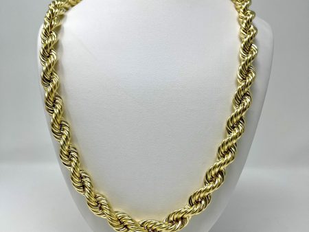 14K 10mm Semi-Solid Diamond Cut Rope Chain on Sale