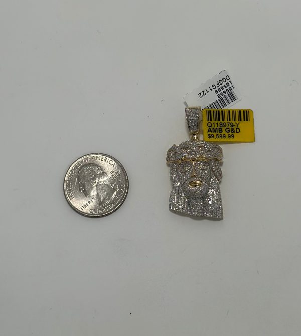 10K Gold with 1.31CT Diamond jesus face iced out For Discount