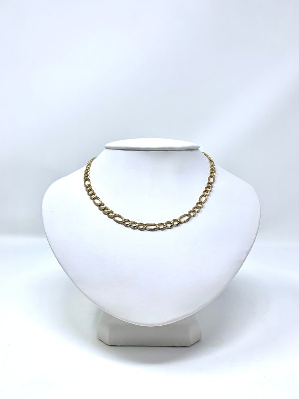 14K 7.5mm Semi-Solid Figaro Chain Hot on Sale