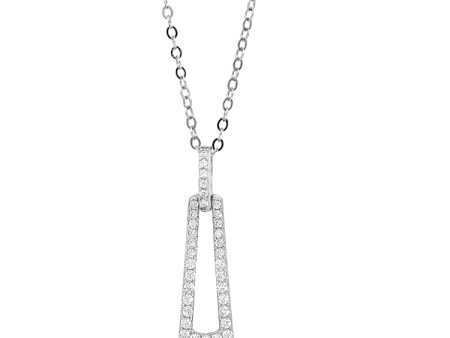 Platinum Finish Sterling Silver Micropave Door Knocker Pendant with Simulated Diamonds on 18  Chain Online now