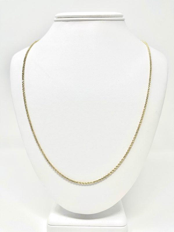 14K 7mm Semi-Solid Diamond  Cut Rope Chain on Sale