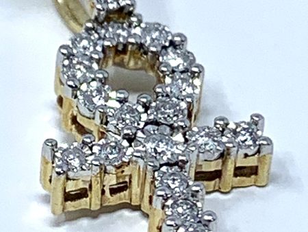 10K 0.24CT Yellow Gold Cross Pendant Charm For Cheap