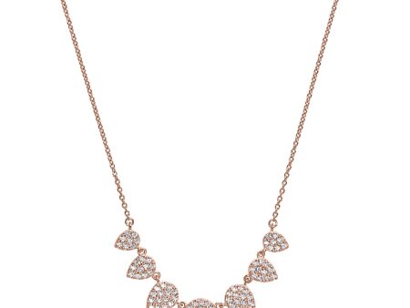 Rose Gold Platinum Finish Sterling Silver Micropave 7 Leaves Necklace with Simulated Diamonds on 16 -18  Adjustable Chain Supply