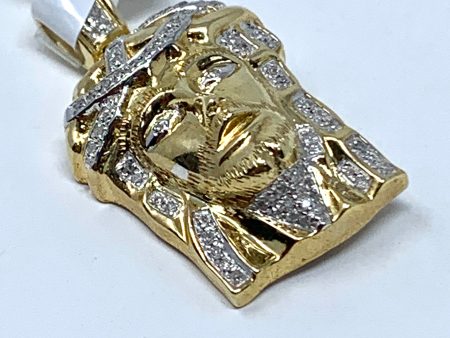 10K 0.28CT Yellow Gold Jesus Pendant Charm Cheap