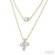 1 2 ctw Floral Baguette and Round Cut Diamond Layered Fashion Necklace in 14K Yellow Gold Online now