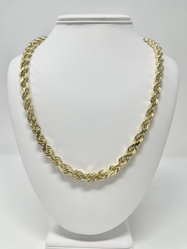 14K 9mm Semi-Solid Diamond Cut Rope Chain For Cheap