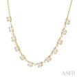 1 1 2 Ctw Fusion Baguette and Round Cut Diamond Halfway Necklace in 14K Yellow Gold Online Hot Sale