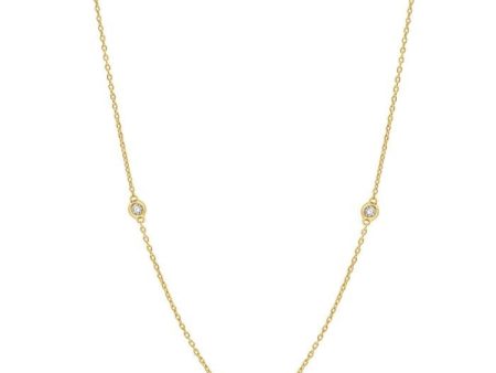 1 4 ctw Round Cut Diamond and 2.25MM Ruby Precious Station Necklace in 14K Yellow Gold Sale