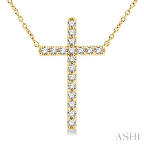 1 2 ctw Cross Pendant Round Cut Diamond Fashion Station Necklace in 10K Yellow Gold Discount