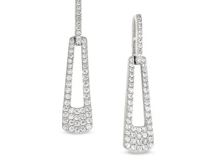 Platinum Finish Sterling Silver Micropave Door Knocker Earrings with Simulated Diamonds For Discount