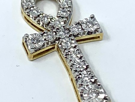 10K 0.17CT Yellow Gold Cross Pendant Charm Cheap