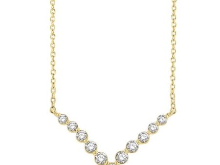 1 4 Ctw Chevron Round Cut Diamond Necklace in 14K Yellow Gold Supply