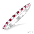 1 0 Ctw Petite 1.35 MM Ruby and Round Cut Diamond Precious Stack Band in 10K White Gold Supply