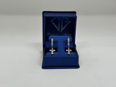 10k yellow gold 0.15ct natural diamond cross earings Online Sale