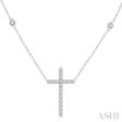 1 2 ctw Cross Pendant Round Cut Diamond Fashion Station Necklace in 10K White Gold Cheap