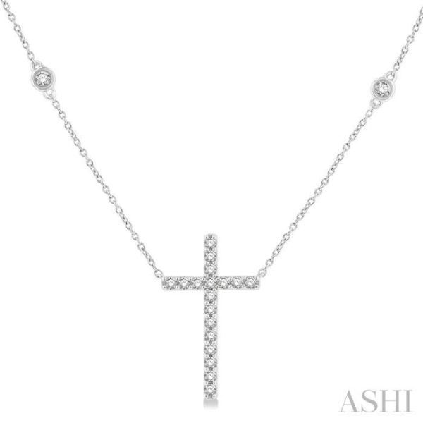 1 2 ctw Cross Pendant Round Cut Diamond Fashion Station Necklace in 10K White Gold Cheap