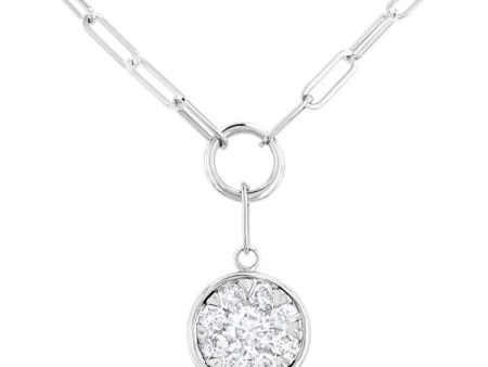 1 4 ctw Lovebright Circular Shape Round Cut Diamond Paper Clip Necklace in 14K White Gold Supply