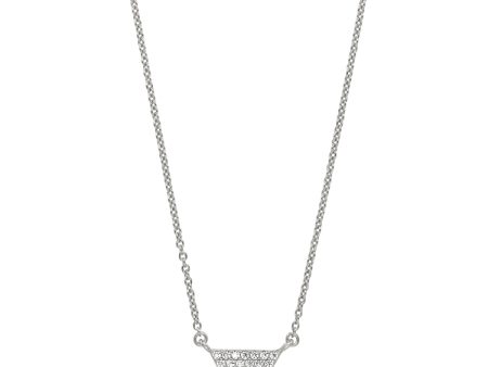 Platinum Finish Sterling Silver Micropave Triangle Necklace with Simulated Diamonds on 16 -18  Adjustable Chain Online now